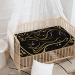 Gold And Black Virgo Sign Print Baby Crib Sheet