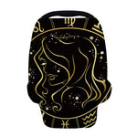 Gold And Black Virgo Sign Print Baby Seat Cover