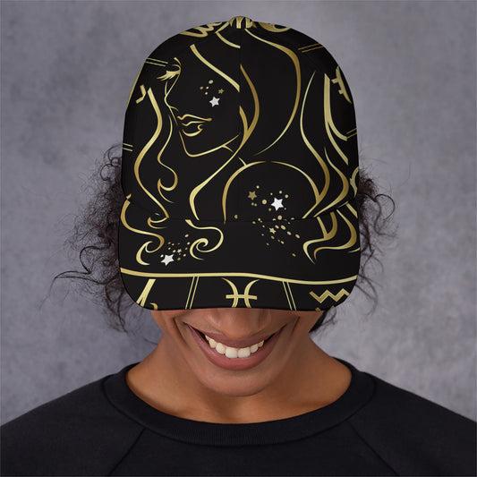 Gold And Black Virgo Sign Print Baseball Cap