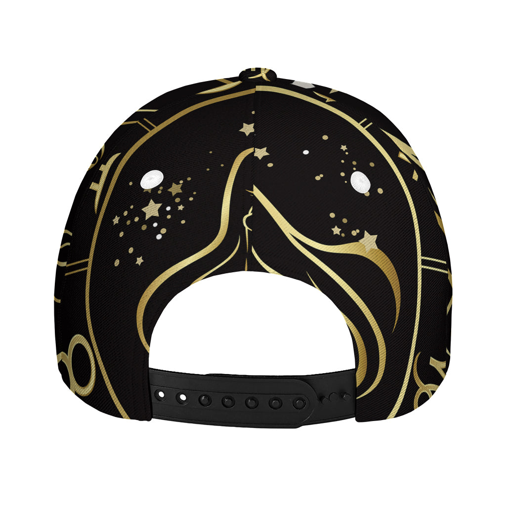 Gold And Black Virgo Sign Print Baseball Cap