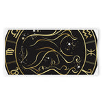 Gold And Black Virgo Sign Print Beach Towel
