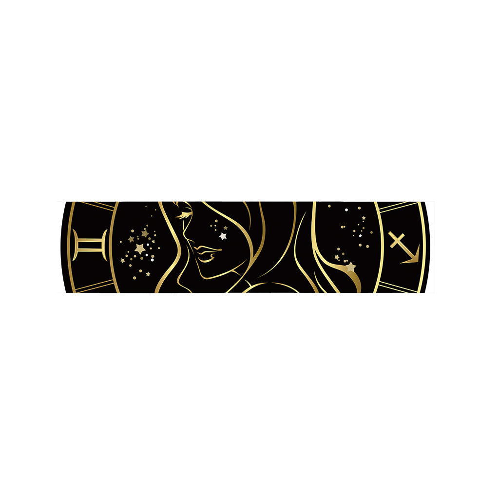 Gold And Black Virgo Sign Print Bed Runner