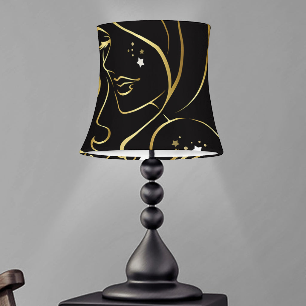 Gold And Black Virgo Sign Print Bell Lamp Shade