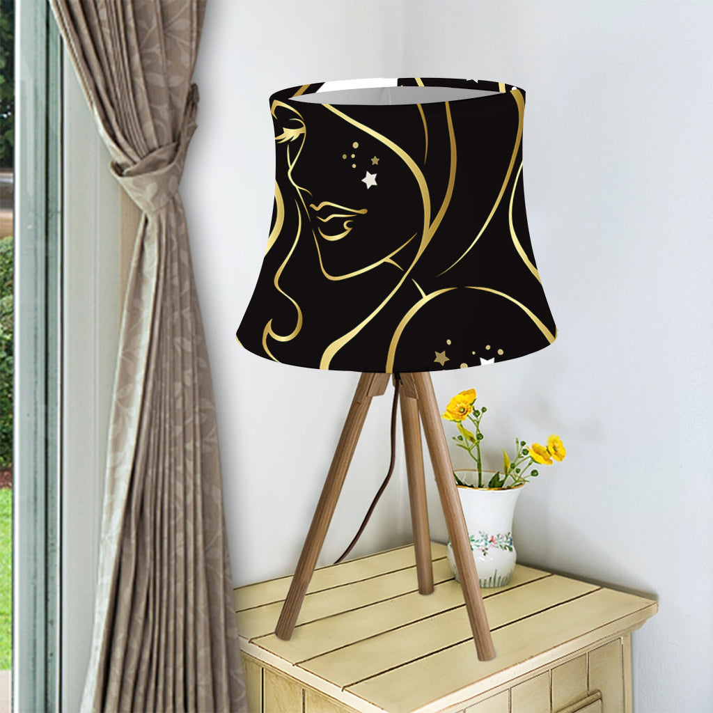 Gold And Black Virgo Sign Print Bell Lamp Shade