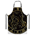 Gold And Black Virgo Sign Print Bib Apron With Pocket