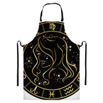 Gold And Black Virgo Sign Print Bib Apron With Pocket