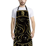 Gold And Black Virgo Sign Print Bib Apron With Pocket