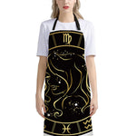 Gold And Black Virgo Sign Print Bib Apron With Pocket