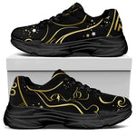 Gold And Black Virgo Sign Print Black Chunky Shoes