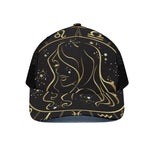 Gold And Black Virgo Sign Print Black Mesh Trucker Cap
