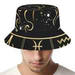 Gold And Black Virgo Sign Print Bucket Hat