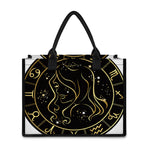 Gold And Black Virgo Sign Print Canvas Tote Bag