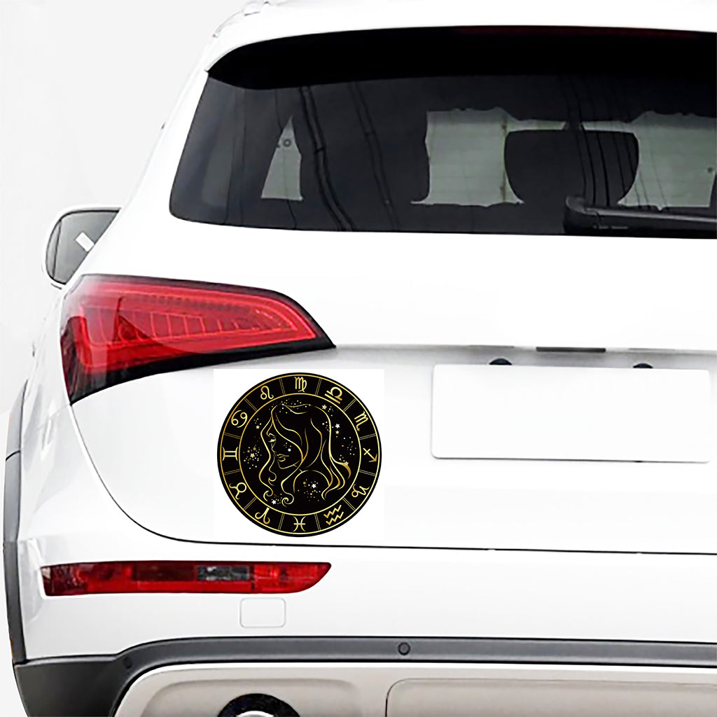 Gold And Black Virgo Sign Print Car Sticker