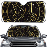 Gold And Black Virgo Sign Print Car Windshield Sun Shade