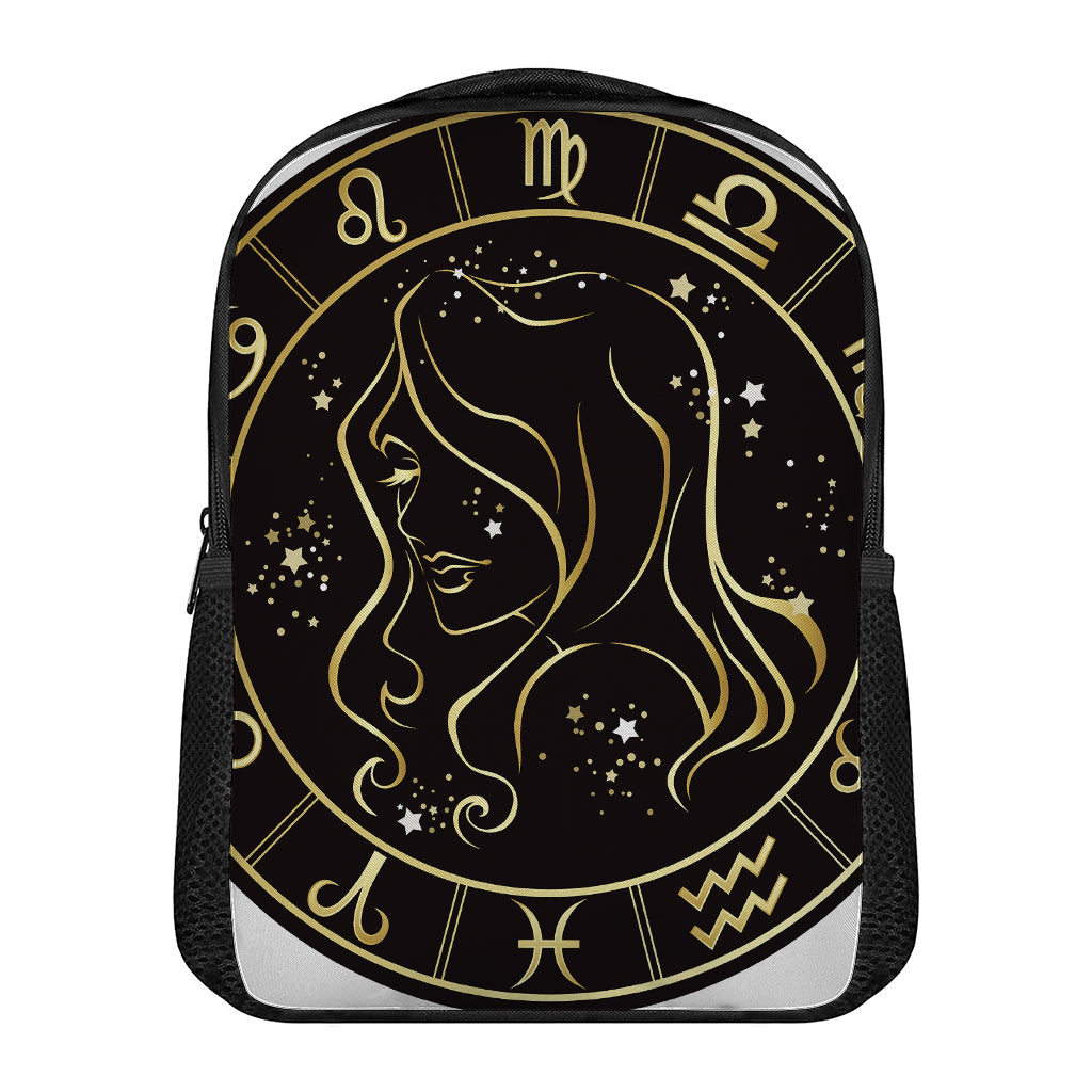 Gold And Black Virgo Sign Print Casual Backpack