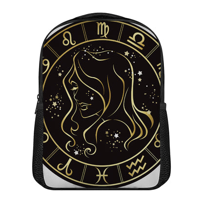 Gold And Black Virgo Sign Print Casual Backpack