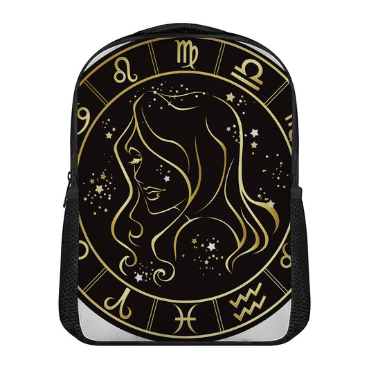Gold And Black Virgo Sign Print Casual Backpack