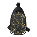 Gold And Black Virgo Sign Print Sling Bag