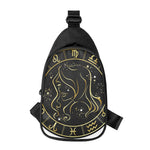 Gold And Black Virgo Sign Print Chest Bag