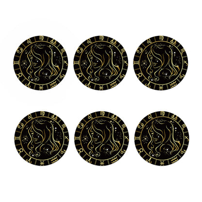 Gold And Black Virgo Sign Print Coaster Set