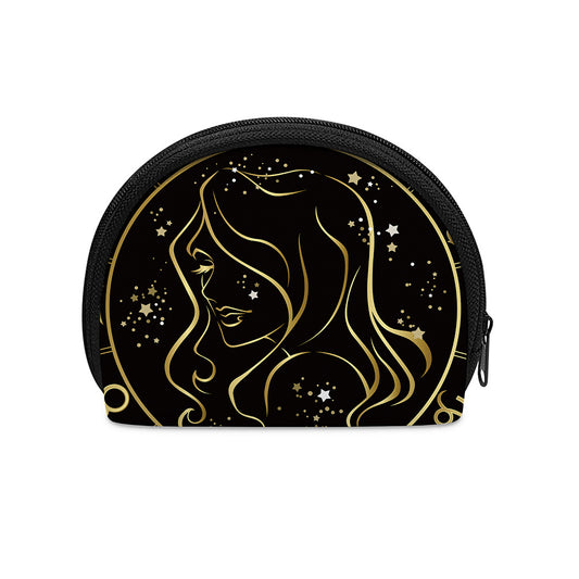 Gold And Black Virgo Sign Print Coin Purse
