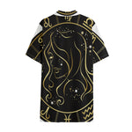 Gold And Black Virgo Sign Print Cotton Hawaiian Shirt