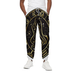 Gold And Black Virgo Sign Print Cotton Pants