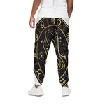 Gold And Black Virgo Sign Print Cotton Pants