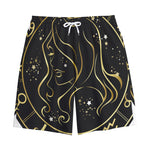 Gold And Black Virgo Sign Print Cotton Shorts