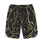 Gold And Black Virgo Sign Print Cotton Shorts