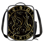 Gold And Black Virgo Sign Print Crossbody Lunch Bag