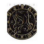 Gold And Black Virgo Sign Print Curtain