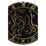 Gold And Black Virgo Sign Print Curtain