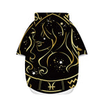 Gold And Black Virgo Sign Print Dog Zip Up Hoodie