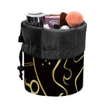 Gold And Black Virgo Sign Print Drawstring Makeup Bag