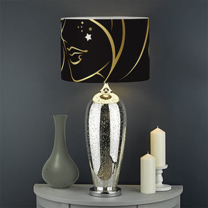 Gold And Black Virgo Sign Print Drum Lamp Shade