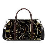 Gold And Black Virgo Sign Print Duffle Bag