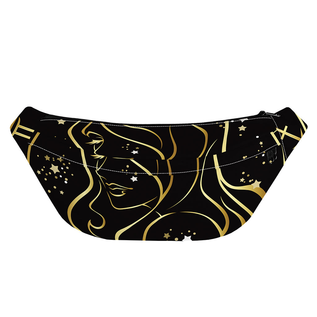 Gold And Black Virgo Sign Print Fanny Pack