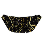Gold And Black Virgo Sign Print Fanny Pack