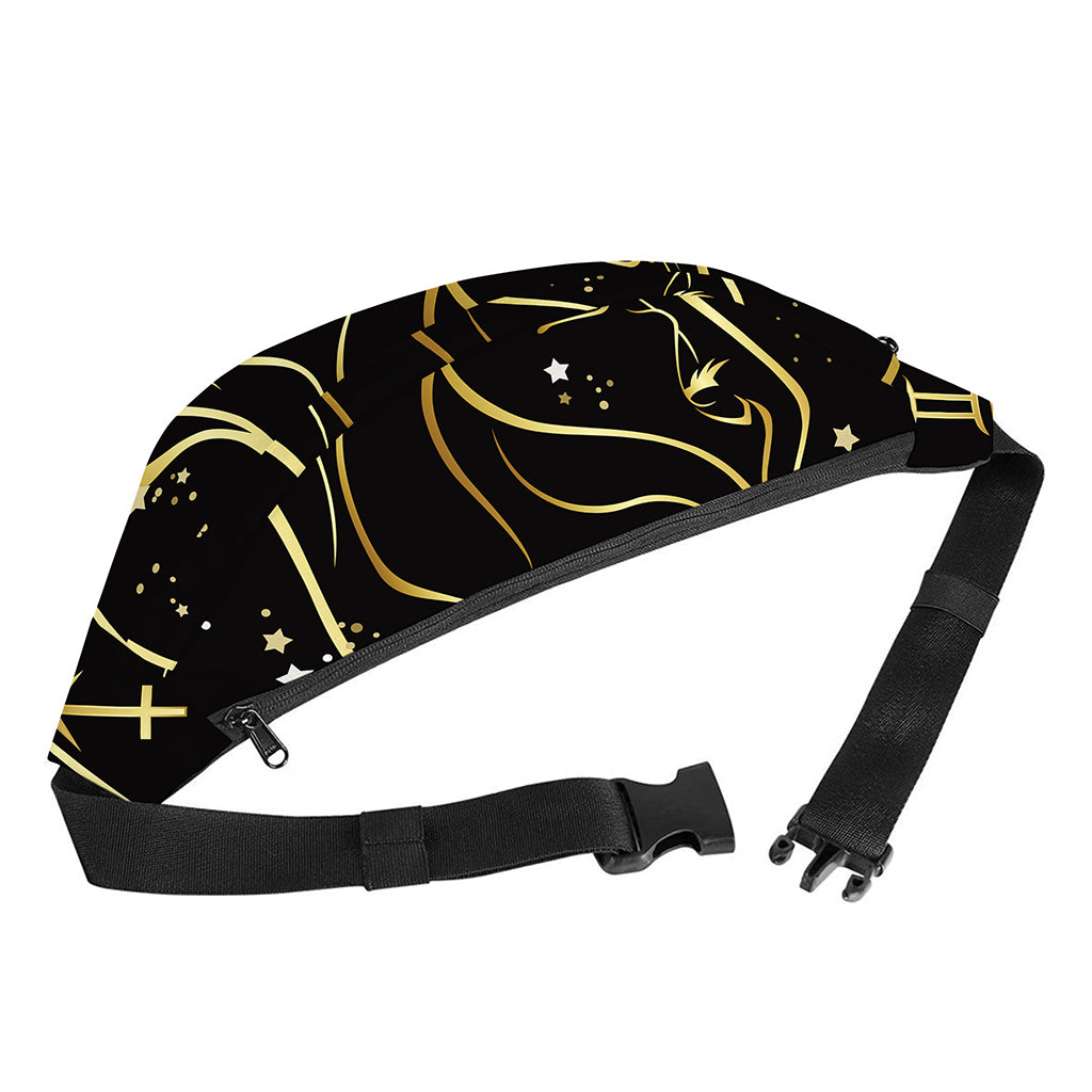 Gold And Black Virgo Sign Print Fanny Pack