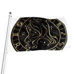 Gold And Black Virgo Sign Print Flag