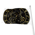 Gold And Black Virgo Sign Print Flag