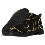 Gold And Black Virgo Sign Print Flat Ankle Boots