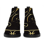Gold And Black Virgo Sign Print Flat Ankle Boots