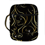 Gold And Black Virgo Sign Print Front Pocket Bible Bag