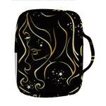Gold And Black Virgo Sign Print Front Pocket Bible Bag