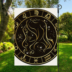 Gold And Black Virgo Sign Print Garden Flag