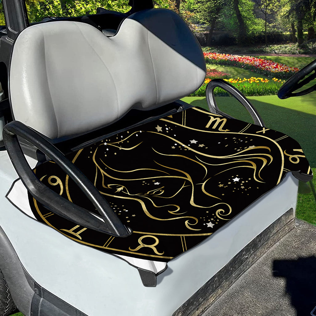 Gold And Black Virgo Sign Print Golf Cart Seat Cover