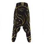 Gold And Black Virgo Sign Print Hammer Pants