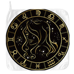 Gold And Black Virgo Sign Print Hand Towel